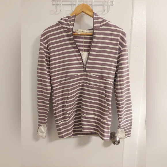 Vanilla Bay Brown and White Striped Hoodie - Picture 2 of 7